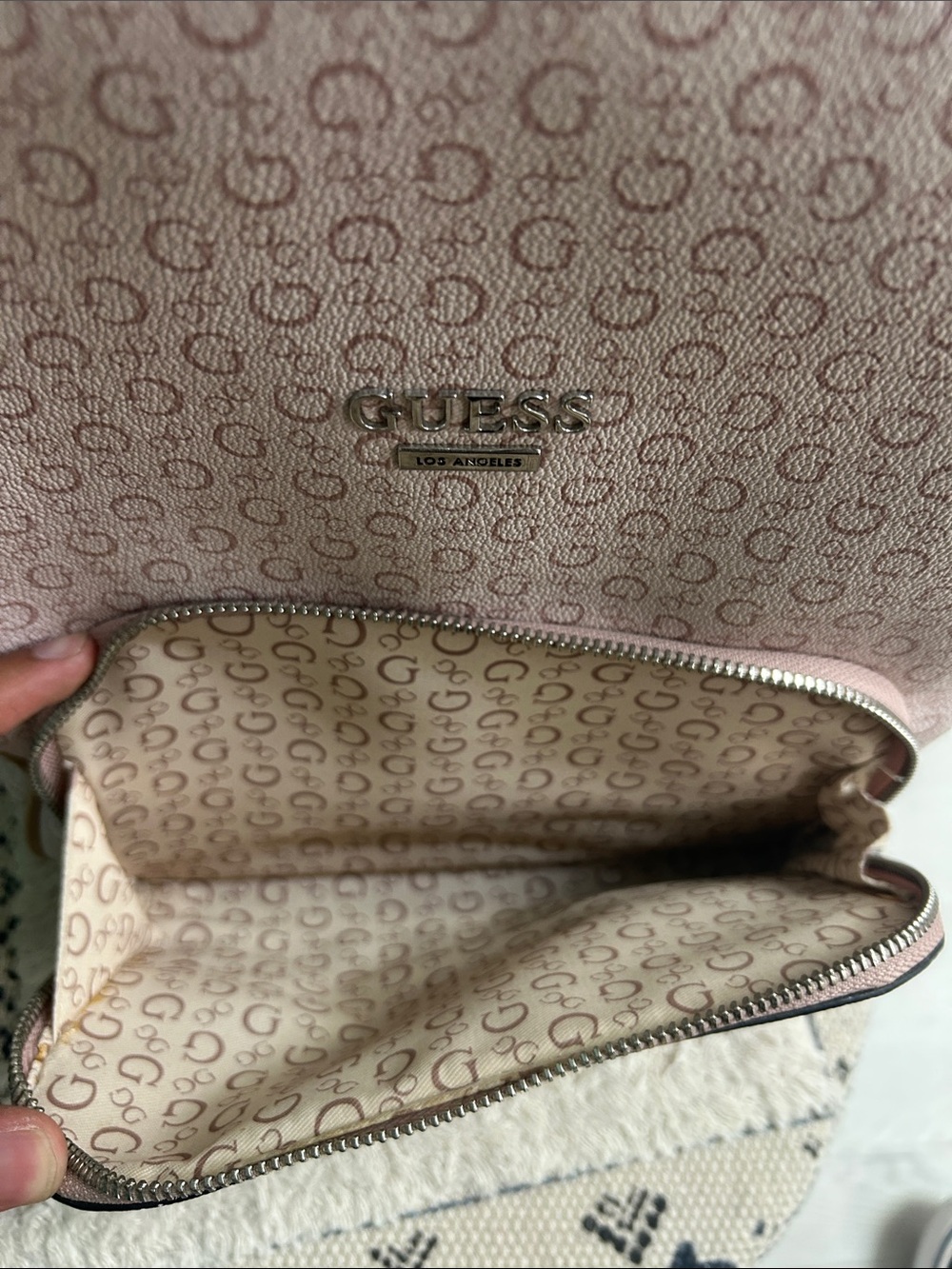 Guess Pale Pink Monogram Logo Backpack - Picture 8 of 8